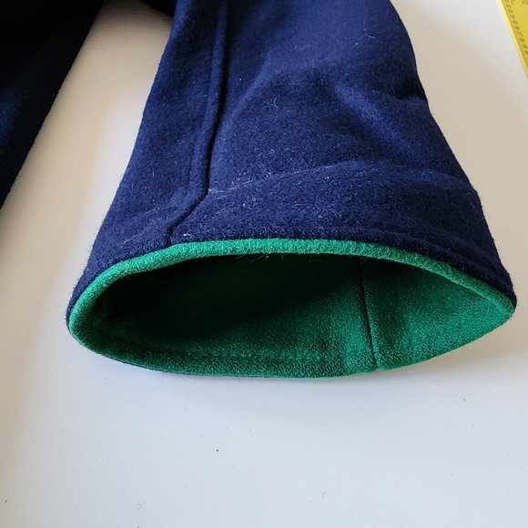 Vtg Wool Jacket Womens 9 10 Pea Coat Navy Kelly Green‎ Double Breasted 80s Y2K - Picture 6 of 16